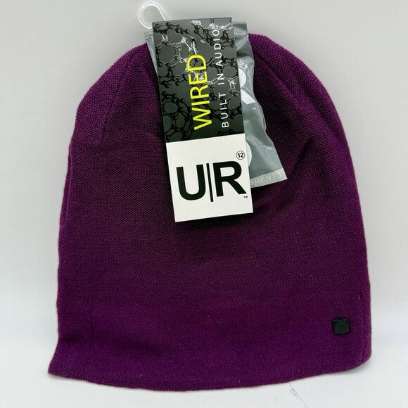 Beanie With Wired Removable Integrated Speakers & Microphone Purple 3.5 Jack - Picture 1 of 4